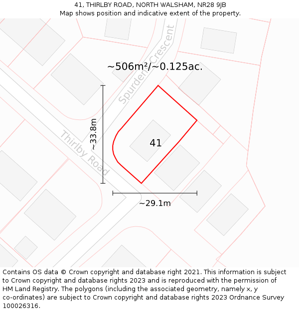 41, THIRLBY ROAD, NORTH WALSHAM, NR28 9JB: Plot and title map