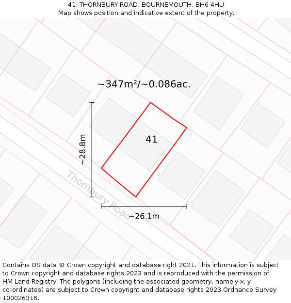 41, THORNBURY ROAD, BOURNEMOUTH, BH6 4HU: Plot and title map