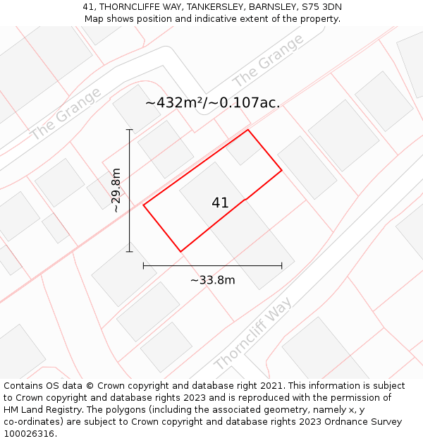 41, THORNCLIFFE WAY, TANKERSLEY, BARNSLEY, S75 3DN: Plot and title map