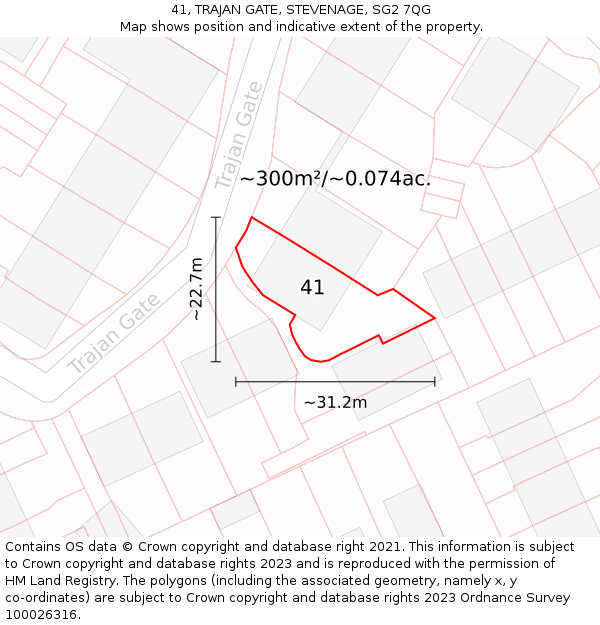 41, TRAJAN GATE, STEVENAGE, SG2 7QG: Plot and title map