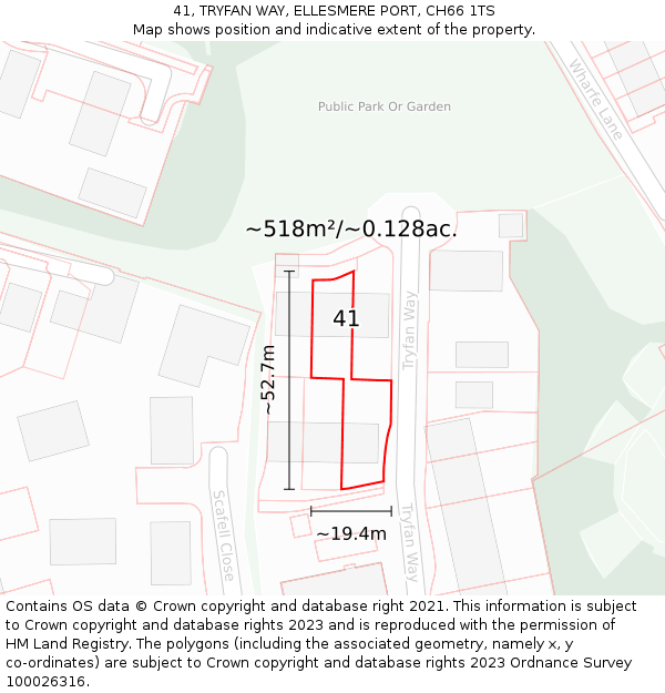 41, TRYFAN WAY, ELLESMERE PORT, CH66 1TS: Plot and title map