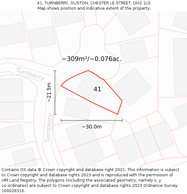 41, TURNBERRY, OUSTON, CHESTER LE STREET, DH2 1LS: Plot and title map