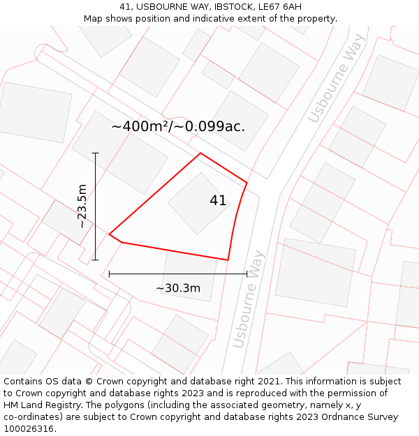 41, USBOURNE WAY, IBSTOCK, LE67 6AH: Plot and title map