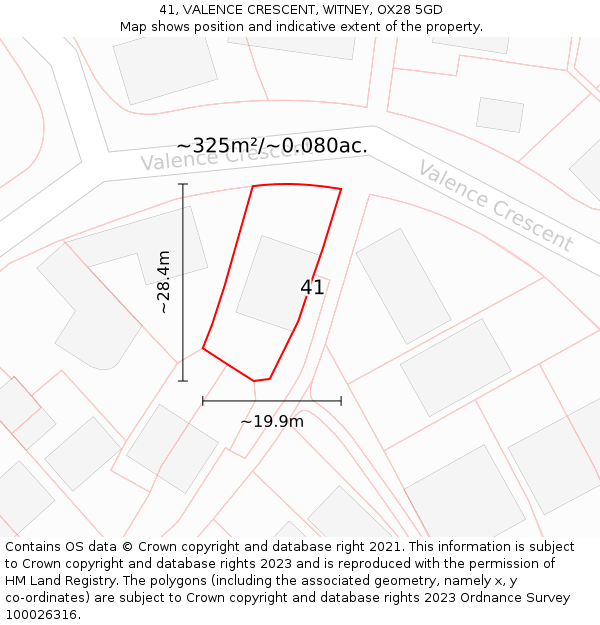 41, VALENCE CRESCENT, WITNEY, OX28 5GD: Plot and title map
