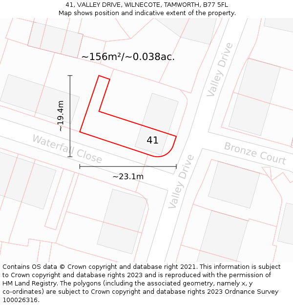 41, VALLEY DRIVE, WILNECOTE, TAMWORTH, B77 5FL: Plot and title map