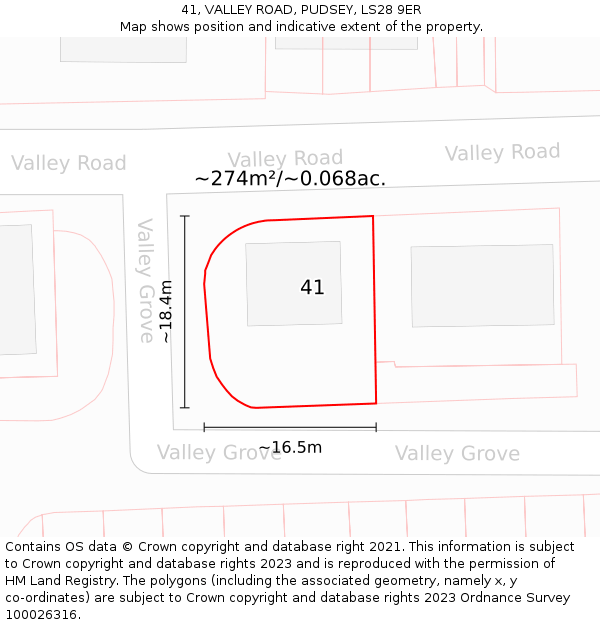 41, VALLEY ROAD, PUDSEY, LS28 9ER: Plot and title map