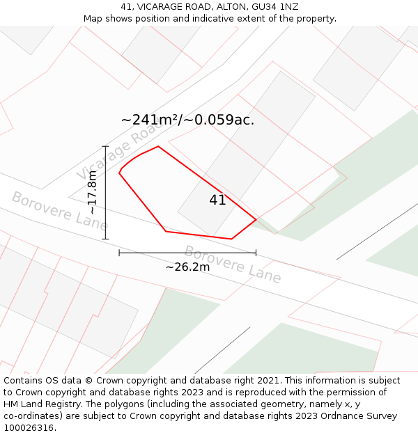 41, VICARAGE ROAD, ALTON, GU34 1NZ: Plot and title map