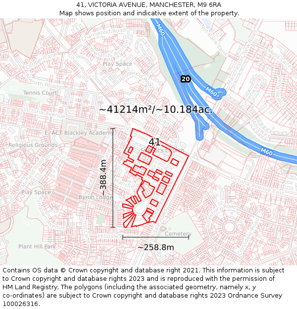 41, VICTORIA AVENUE, MANCHESTER, M9 6RA: Plot and title map