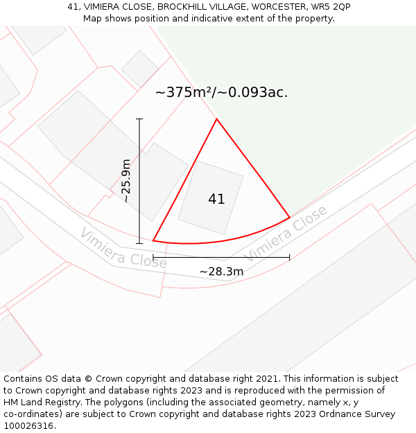 41, VIMIERA CLOSE, BROCKHILL VILLAGE, WORCESTER, WR5 2QP: Plot and title map
