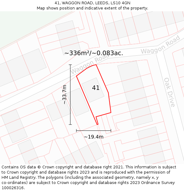 41, WAGGON ROAD, LEEDS, LS10 4GN: Plot and title map
