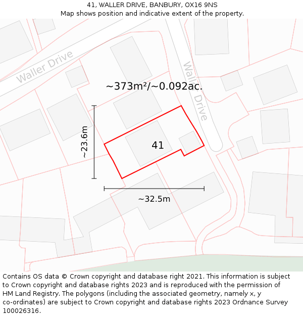 41, WALLER DRIVE, BANBURY, OX16 9NS: Plot and title map