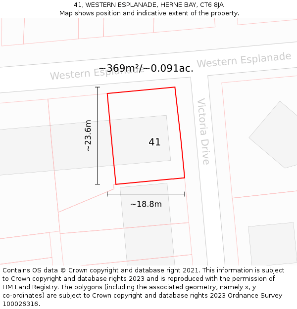 41, WESTERN ESPLANADE, HERNE BAY, CT6 8JA: Plot and title map