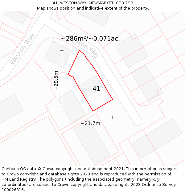 41, WESTON WAY, NEWMARKET, CB8 7SB: Plot and title map