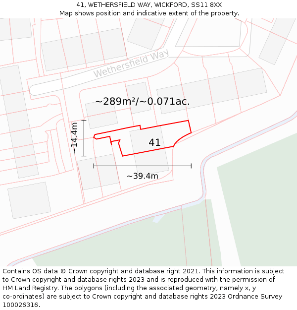 41, WETHERSFIELD WAY, WICKFORD, SS11 8XX: Plot and title map