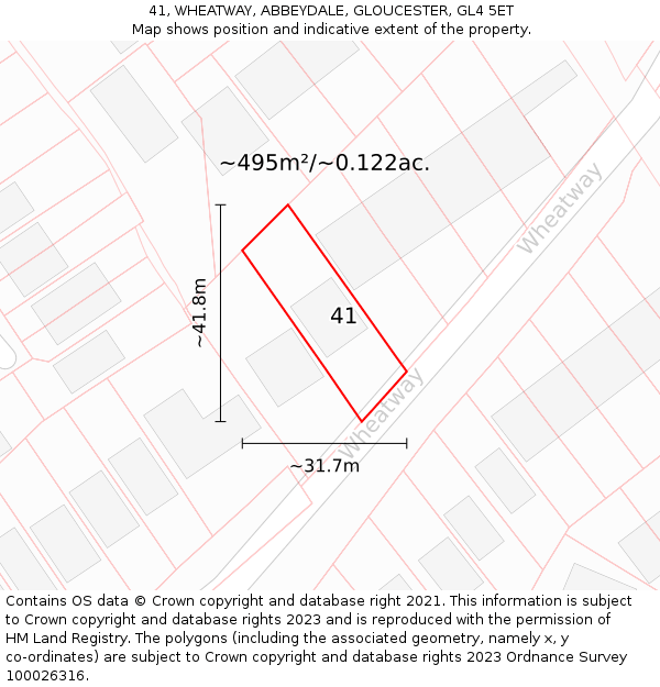 41, WHEATWAY, ABBEYDALE, GLOUCESTER, GL4 5ET: Plot and title map