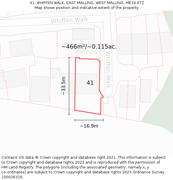 41, WHIFFEN WALK, EAST MALLING, WEST MALLING, ME19 6TZ: Plot and title map