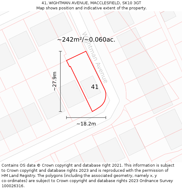 41, WIGHTMAN AVENUE, MACCLESFIELD, SK10 3GT: Plot and title map