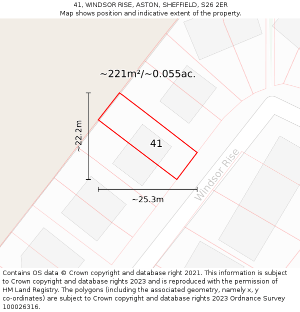 41, WINDSOR RISE, ASTON, SHEFFIELD, S26 2ER: Plot and title map