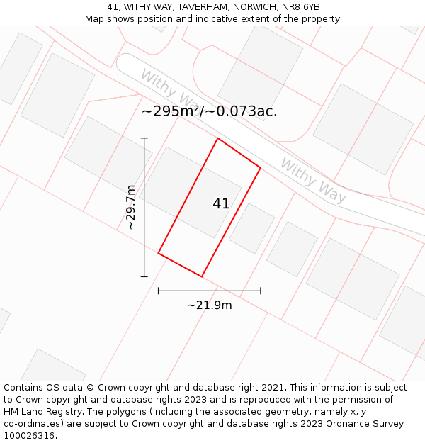 41, WITHY WAY, TAVERHAM, NORWICH, NR8 6YB: Plot and title map