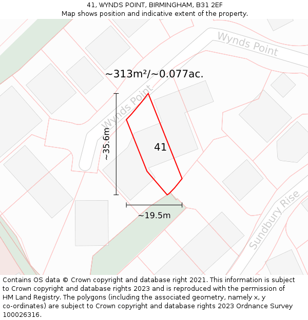 41, WYNDS POINT, BIRMINGHAM, B31 2EF: Plot and title map