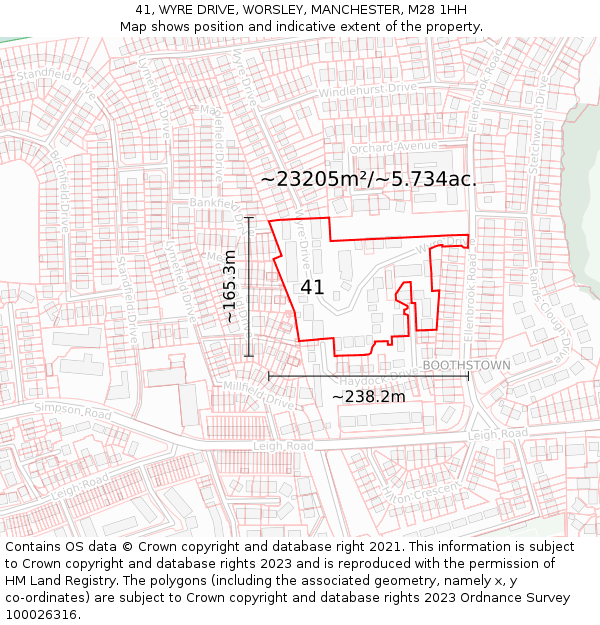 41, WYRE DRIVE, WORSLEY, MANCHESTER, M28 1HH: Plot and title map