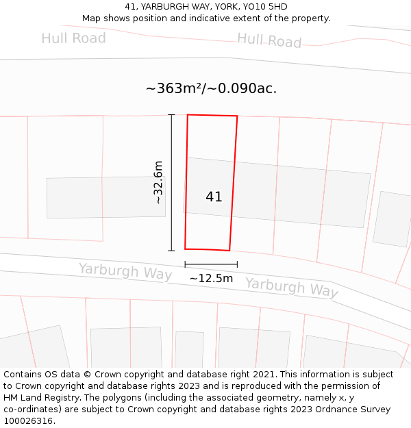 41, YARBURGH WAY, YORK, YO10 5HD: Plot and title map