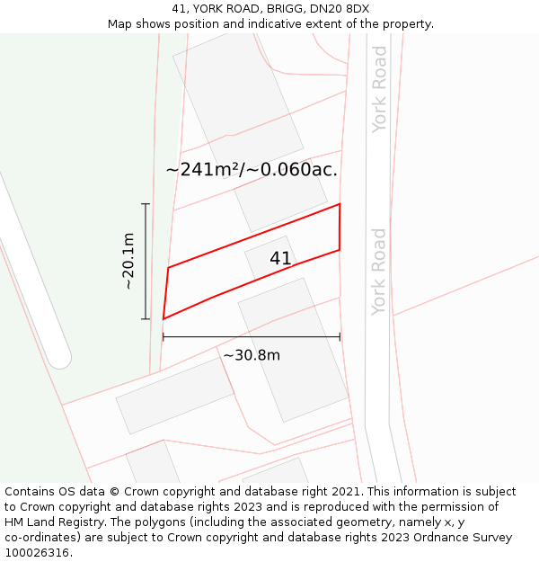 41, YORK ROAD, BRIGG, DN20 8DX: Plot and title map