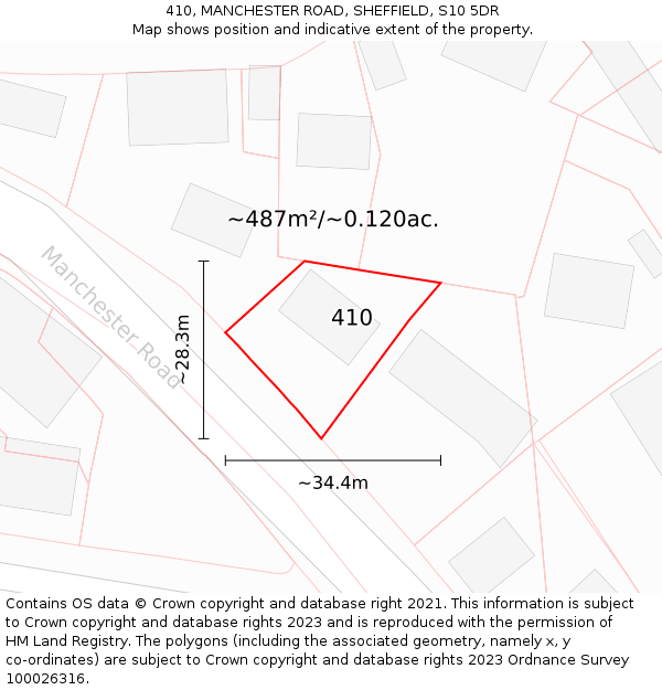 410, MANCHESTER ROAD, SHEFFIELD, S10 5DR: Plot and title map