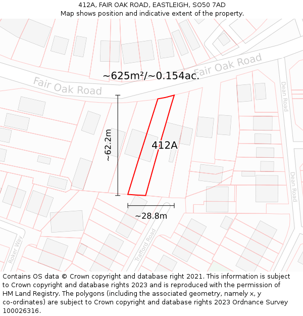 412A, FAIR OAK ROAD, EASTLEIGH, SO50 7AD: Plot and title map