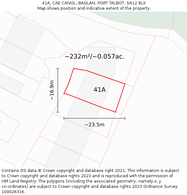 41A, CAE CANOL, BAGLAN, PORT TALBOT, SA12 8LX: Plot and title map