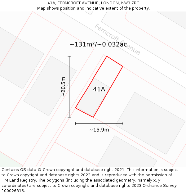 41A, FERNCROFT AVENUE, LONDON, NW3 7PG: Plot and title map