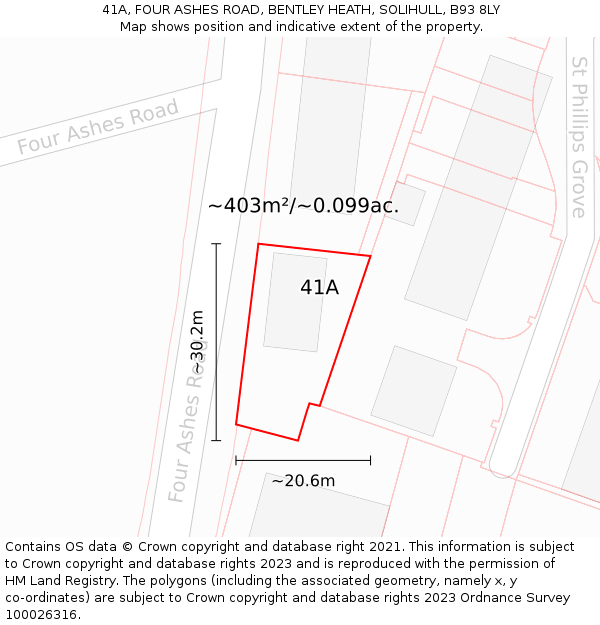 41A, FOUR ASHES ROAD, BENTLEY HEATH, SOLIHULL, B93 8LY: Plot and title map