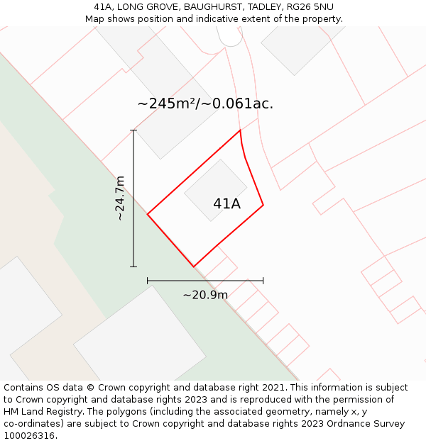 41A, LONG GROVE, BAUGHURST, TADLEY, RG26 5NU: Plot and title map