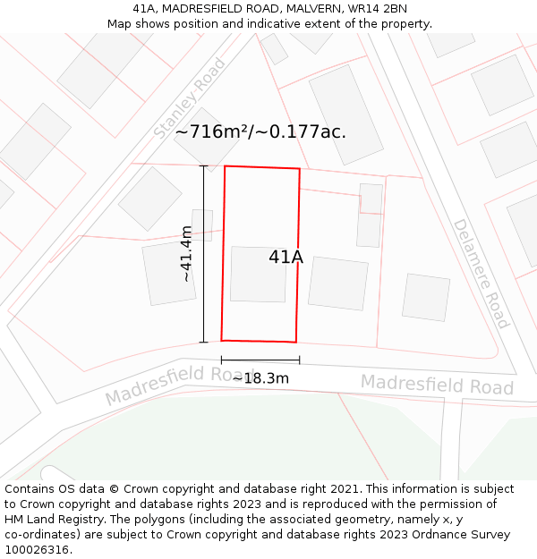 41A, MADRESFIELD ROAD, MALVERN, WR14 2BN: Plot and title map