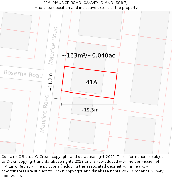41A, MAURICE ROAD, CANVEY ISLAND, SS8 7JL: Plot and title map