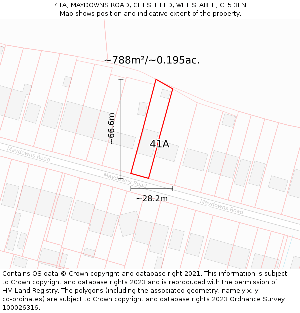 41A, MAYDOWNS ROAD, CHESTFIELD, WHITSTABLE, CT5 3LN: Plot and title map
