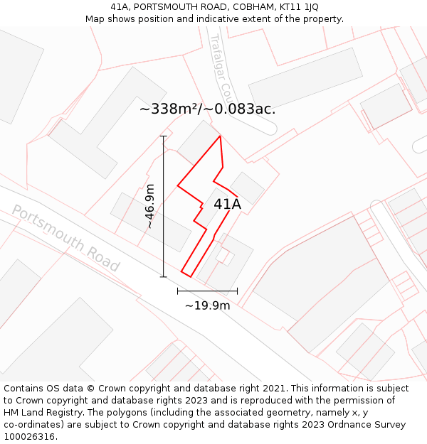 41A, PORTSMOUTH ROAD, COBHAM, KT11 1JQ: Plot and title map