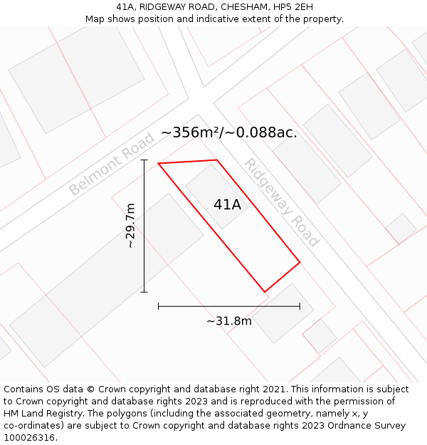 41A, RIDGEWAY ROAD, CHESHAM, HP5 2EH: Plot and title map