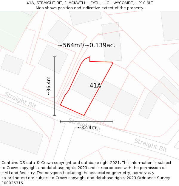 41A, STRAIGHT BIT, FLACKWELL HEATH, HIGH WYCOMBE, HP10 9LT: Plot and title map