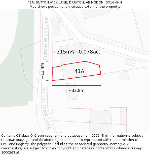 41A, SUTTON WICK LANE, DRAYTON, ABINGDON, OX14 4HH: Plot and title map