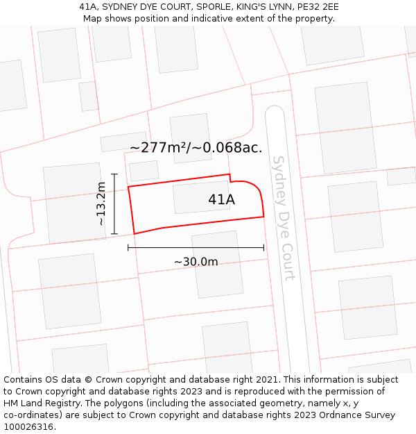 41A, SYDNEY DYE COURT, SPORLE, KING'S LYNN, PE32 2EE: Plot and title map