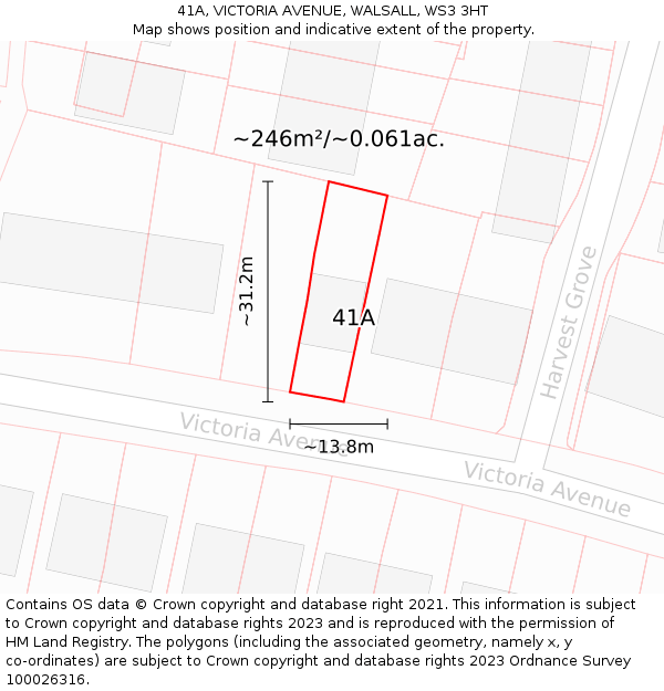 41A, VICTORIA AVENUE, WALSALL, WS3 3HT: Plot and title map