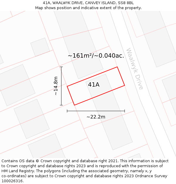 41A, WAALWYK DRIVE, CANVEY ISLAND, SS8 8BL: Plot and title map