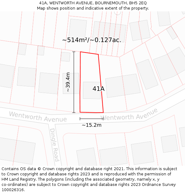 41A, WENTWORTH AVENUE, BOURNEMOUTH, BH5 2EQ: Plot and title map
