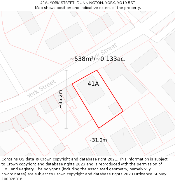41A, YORK STREET, DUNNINGTON, YORK, YO19 5ST: Plot and title map