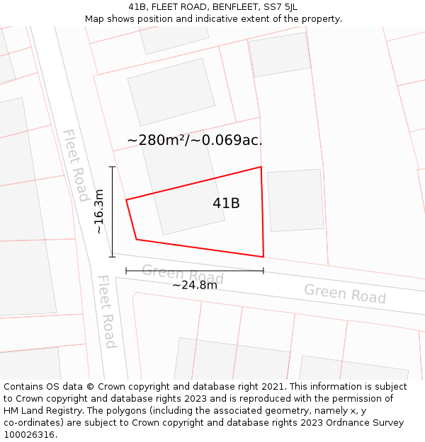 41B, FLEET ROAD, BENFLEET, SS7 5JL: Plot and title map
