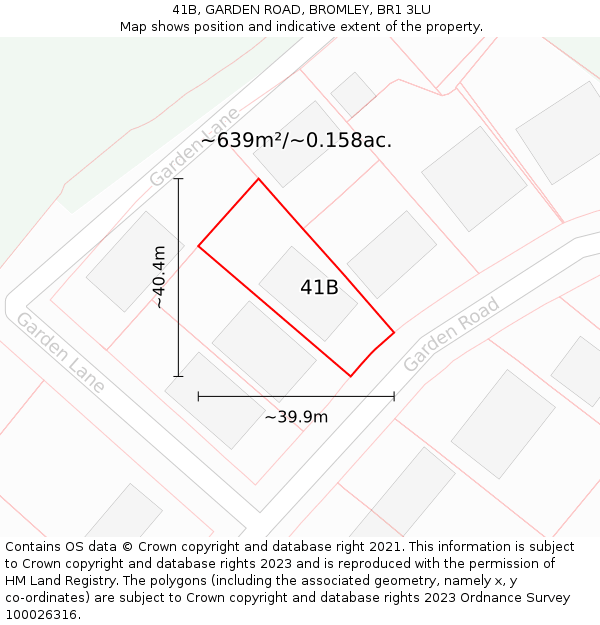 41B, GARDEN ROAD, BROMLEY, BR1 3LU: Plot and title map