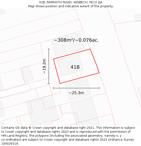 41B, RAMNOTH ROAD, WISBECH, PE13 2JA: Plot and title map