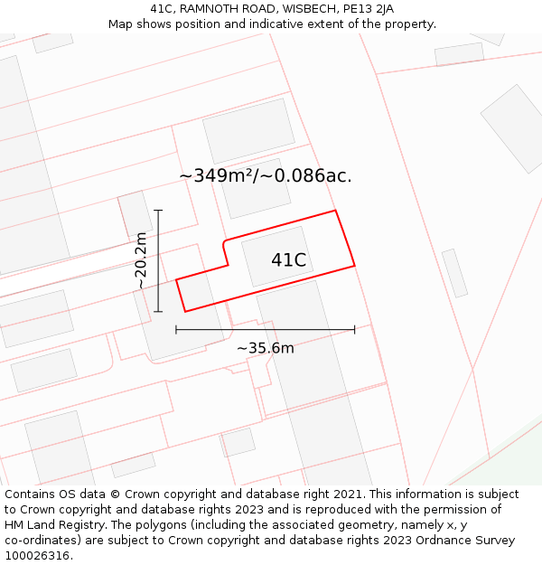 41C, RAMNOTH ROAD, WISBECH, PE13 2JA: Plot and title map