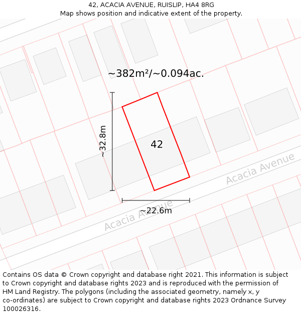 42, ACACIA AVENUE, RUISLIP, HA4 8RG: Plot and title map